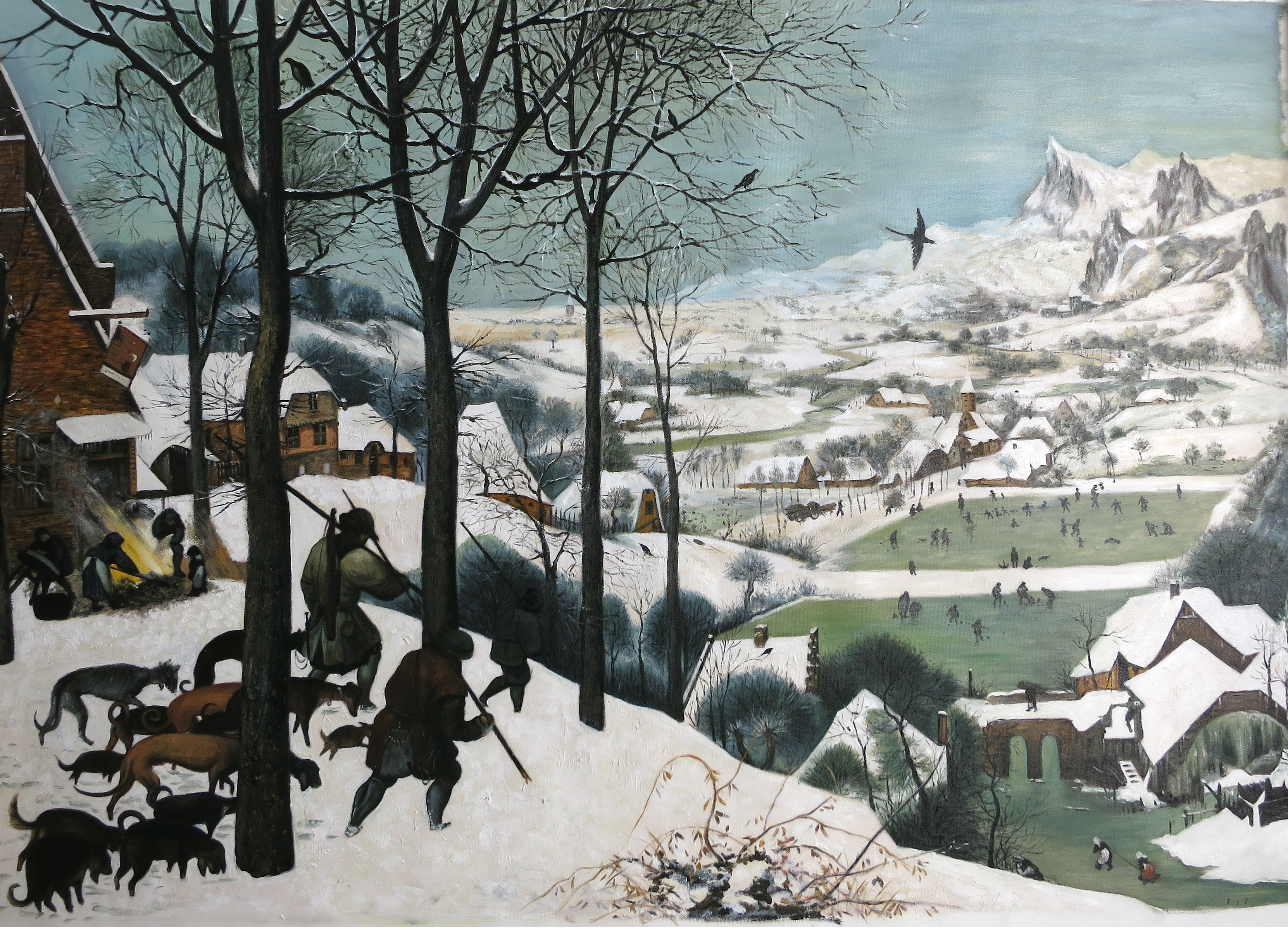 Reproduktion: Pieter Bruegel, Jäger im Schnee, ca. 80 x 100 cm, ab 420 Euro